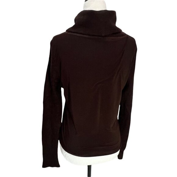 𝅺vintage 90's Vex🤎Wool Blend Brown Cowl Neck Sweater Size S - Picture 5 of 8